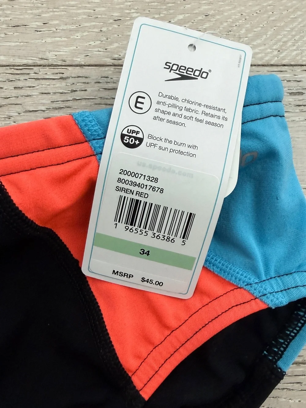 Speedo Black Swim Briefs with Orange & Light Blue Panels